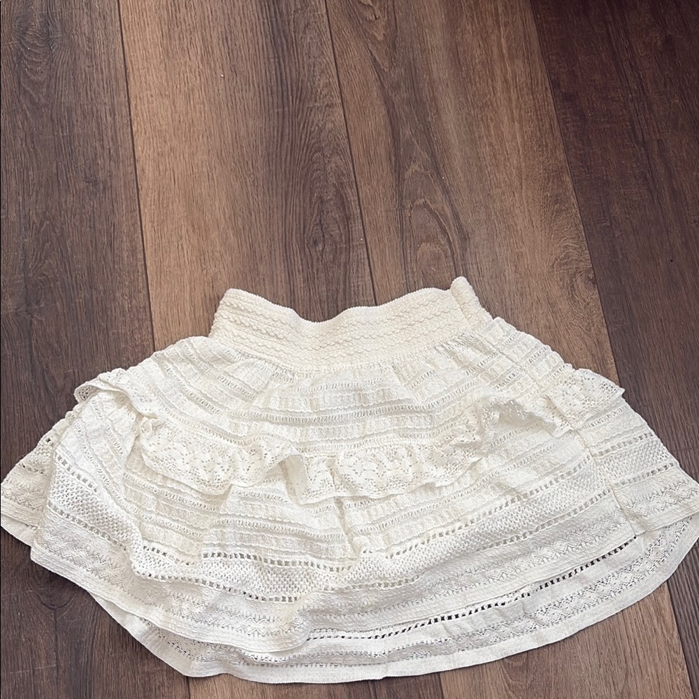 Aerie Cream Mini Skirt with Ruffled Tiered